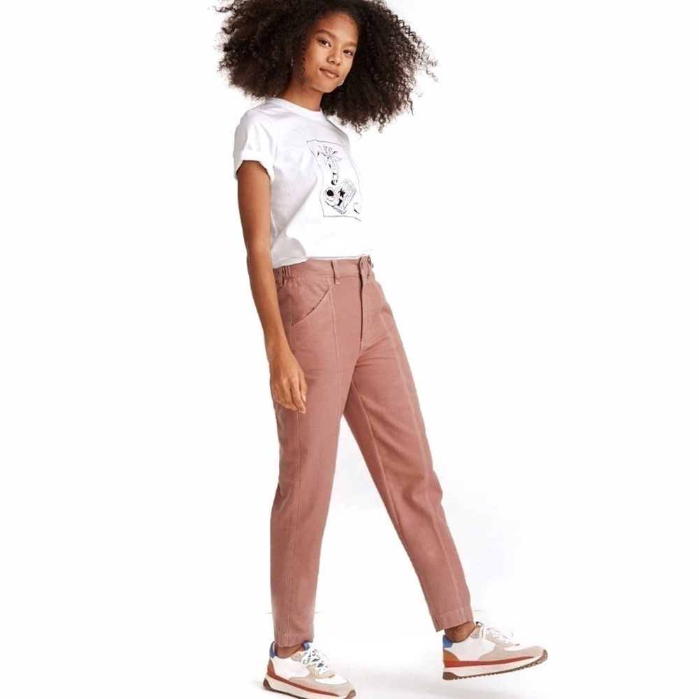 Madewell Seamed High Rise Tapered Leg Pants Cotton Blend Dusty Rose Sz 4